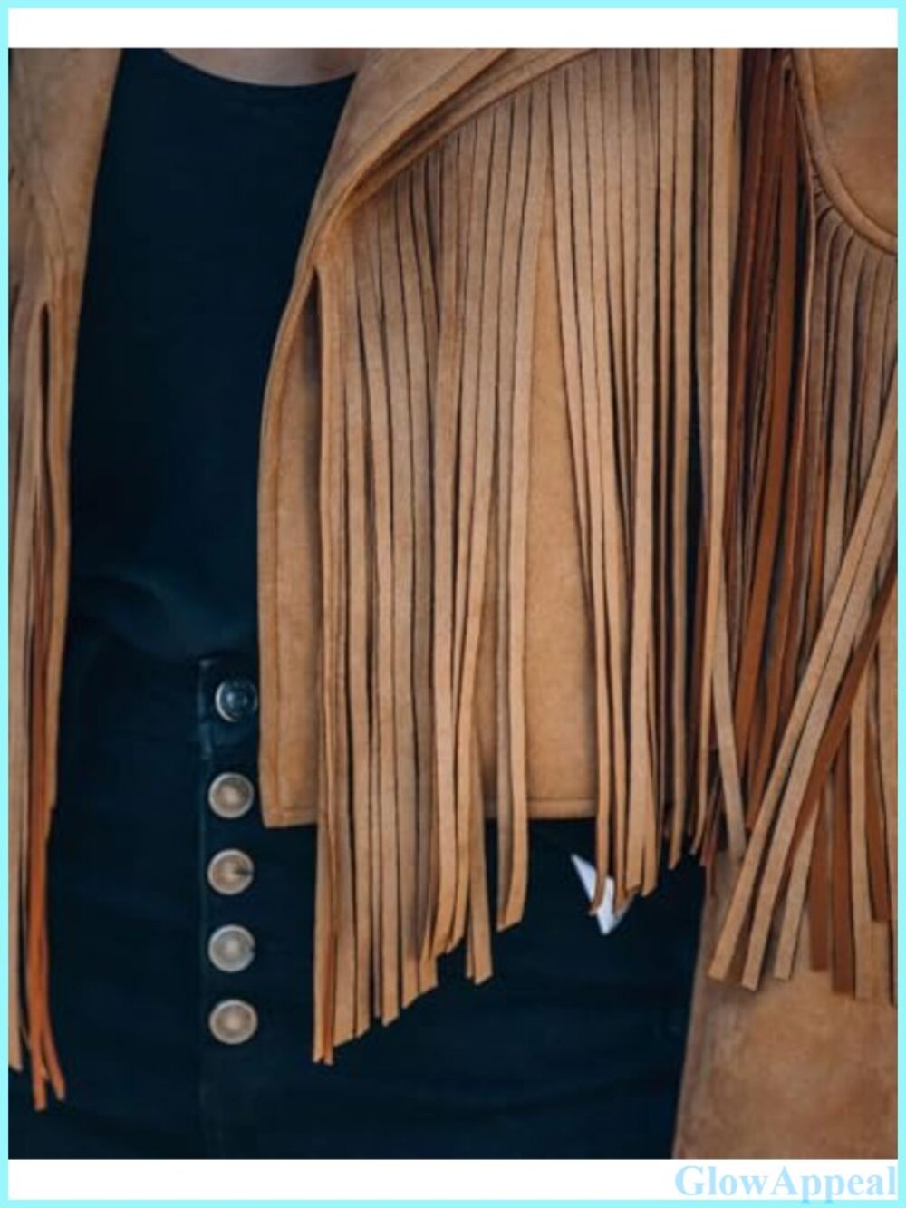 Faux Suede Leather Cropped Fringe Jacket Western Tassel Motorcycle Coat - Picture 4 of 6
